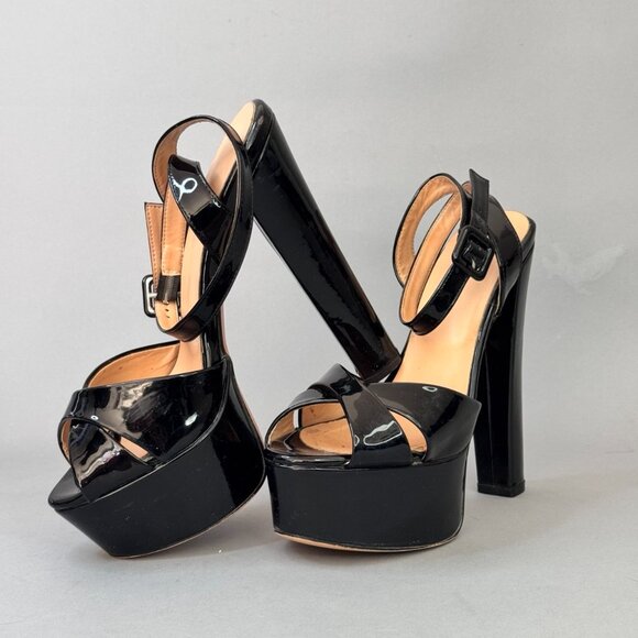 LISHAN Women's Peep Toe Platform High Heels Ankle Buckle Slingback Heeled - Picture 1 of 11
